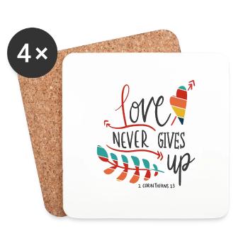 Christian Design Love Never Gives Up 1 - Coasters (set of 4) - white - Front