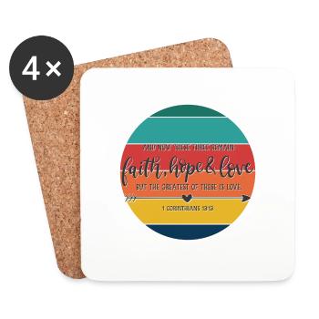 Christian Design Faith, Hope and Love - Coasters (set of 4) - white - Front