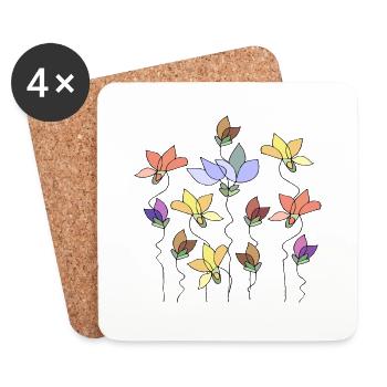 Fleur - Dessous de verre (lot de 4) - blanc - Devant