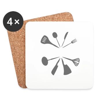 Ici c'est moi le chef - Dessous de verre (lot de 4) - blanc - Devant