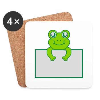 Text present frog shield - Coasters (set of 4) - white - Front