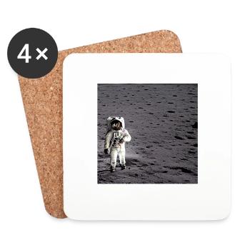 Astronaute seul sur la lune - Dessous de verre (lot de 4) - blanc - Devant