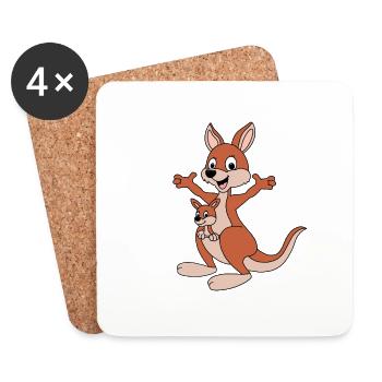 KÄNGURU - MAMA - KIND - BABY - TIERISCH - Untersetzer (4er-Set) - Weiß - Vorne