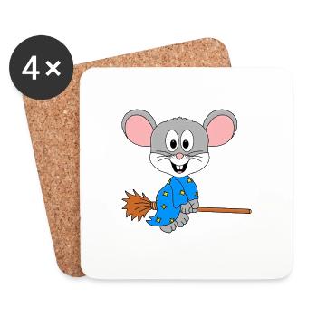 MAUS - HEXE - HEXENBESEN - HALLOWEEN - BABY - Untersetzer (4er-Set) - Weiß - Vorne