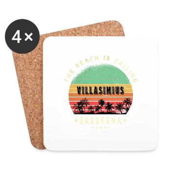 Villasimius Sardinia Italy beach design - Coasters (set of 4) - white - Front