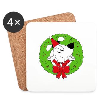 HUND - WEIHNACHTEN - TIER - KIND - BABY - Untersetzer (4er-Set) - Weiß - Vorne
