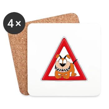 ACHTUNG! WACHHUND - HUND - TIER - KIND - BABY - Untersetzer (4er-Set) - Weiß - Vorne