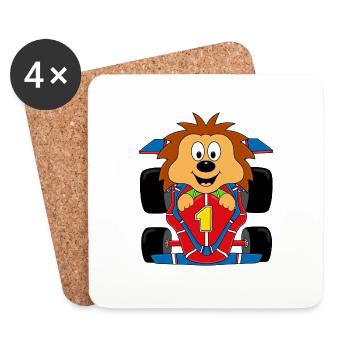 IGEL - AUTORENNEN - AUTO - TIER - KIND - BABY - Untersetzer (4er-Set) - Weiß - Vorne