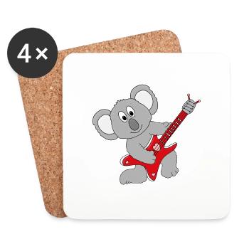 GITARRE - MUSIK - KOALA - TIER - KIND - BABY - Untersetzer (4er-Set) - Weiß - Vorne