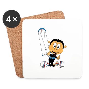 SCHAF - KITE - KITER - KITESURFER - KIND - BABY - Untersetzer (4er-Set) - Weiß - Vorne