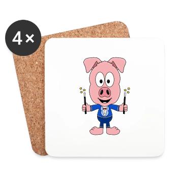 SCHWEIN - ZAUBERER - ZAUBERN - TIER - KIND - BABY - Untersetzer (4er-Set) - Weiß - Vorne