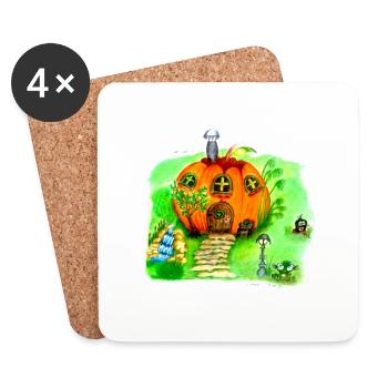 Fairytale Pumpkin House - Coasters (set of 4) - white - Front