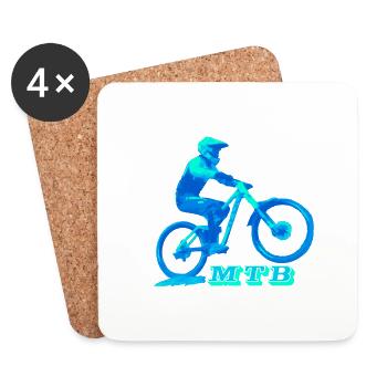 MTB Mountainbike BMX Fahrrad - Untersetzer (4er-Set) - Weiß - Vorne