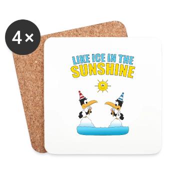 PINGUINE - EIS - LIEBE - TIERISCH - KIND - BABY - Untersetzer (4er-Set) - Weiß - Vorne