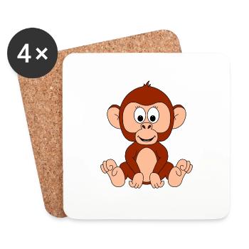 AFFE - TIER - KIND - BABY - TIERISCH - Untersetzer (4er-Set) - Weiß - Vorne
