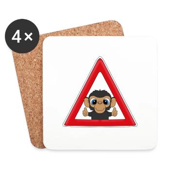 ACHTUNG SCHIMPANSE - AFFE - TIER - KIND - BABY - Untersetzer (4er-Set) - Weiß - Vorne
