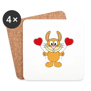 LUFTBALLONS - LIEBE - HASE - TIER - KIND - BABY - Untersetzer (4er-Set) - Weiß - Vorne