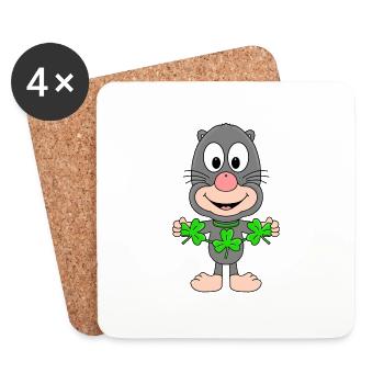 KLEEBLATT - MAULWURF - GLÜCK - TIER - KIND - BABY - Untersetzer (4er-Set) - Weiß - Vorne