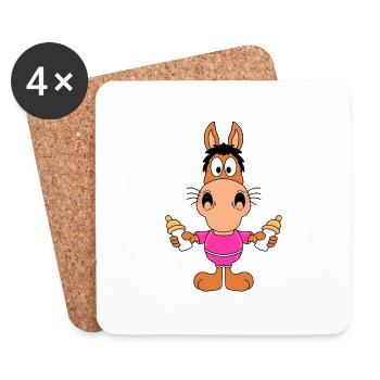 PFERD - FOHLEN - BABY - NACHWUCHS - MILCH - PONY - Untersetzer (4er-Set) - Weiß - Vorne