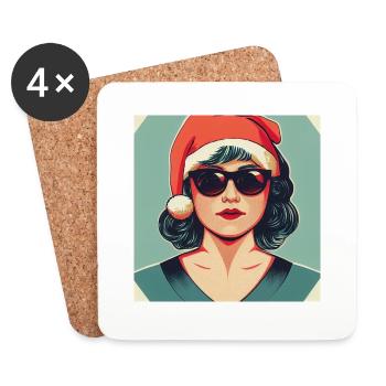 Cool Miss Santa Claus - Coasters (set of 4) - white - Front
