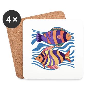 Poissons - Dessous de verre (lot de 4) - blanc - Devant