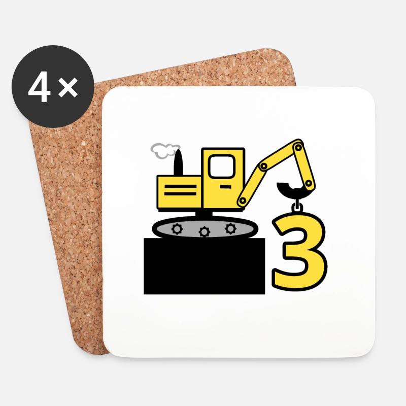Bagger - Untersetzer (4er-Set) - Weiß