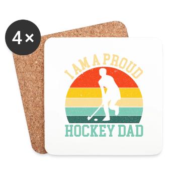 hockey dad proud to be hockey dad - Coasters (set of 4) - white - Front