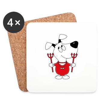 HUND - TEUFEL - TIER - TIERLIEB - TIERISCH - Untersetzer (4er-Set) - Weiß - Vorne