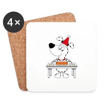 HUND - WEIHNACHTSBÄCKEREI - KEKSE BACKEN - TIER - Untersetzer (4er-Set) - Weiß - Vorne