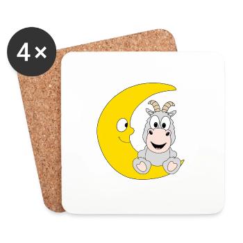 MOND - ZIEGE - TIER - KIND - BABY - TIERISCH - Untersetzer (4er-Set) - Weiß - Vorne