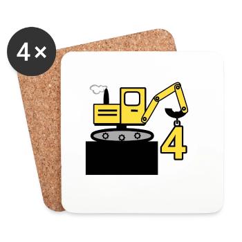 Excavator - Coasters (set of 4) - white - Front