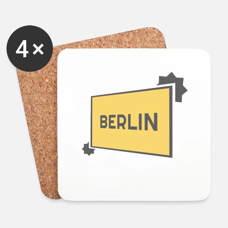 Berlin Ortsschild - modern grey - Untersetzer (4er-Set) - Weiß