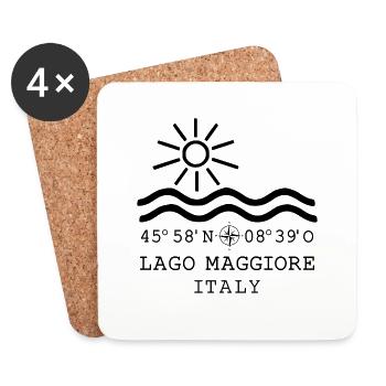 Lago Maggiore See Langensee Italien Koordinaten - Untersetzer (4er-Set) - Weiß - Vorne
