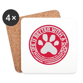 mieux avec un chien - Dessous de verre (lot de 4) - blanc - Devant
