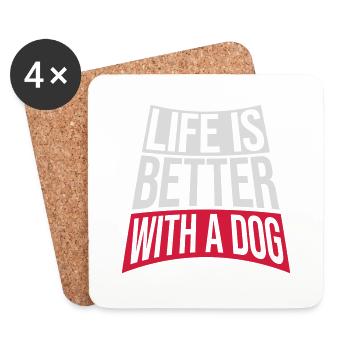 mieux avec un chien - Dessous de verre (lot de 4) - blanc - Devant
