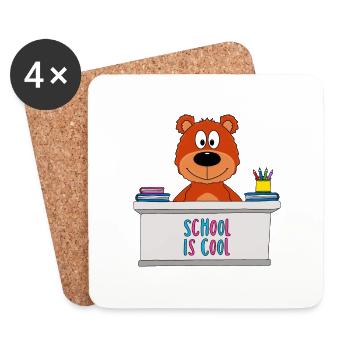 TEDDY - BÄR - TEDDYBÄR - SCHULE - KIND - BABY - Untersetzer (4er-Set) - Weiß - Vorne