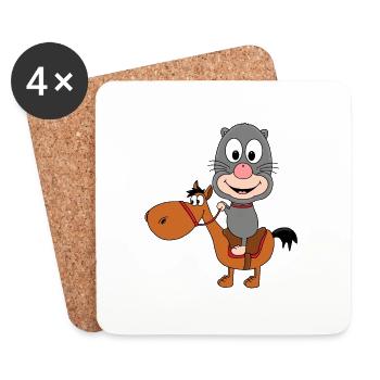 MAULWURF - PFERD - REITEN - TIER - KIND - BABY - Untersetzer (4er-Set) - Weiß - Vorne