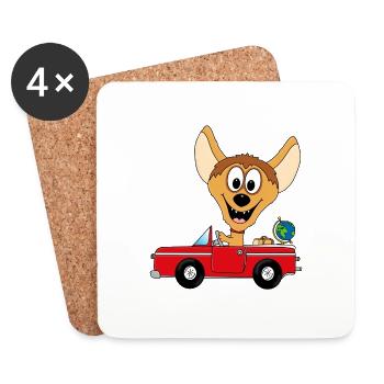 HYÄNA - AUTO - REISE - URLAUB - FERIEN - TIER - Untersetzer (4er-Set) - Weiß - Vorne