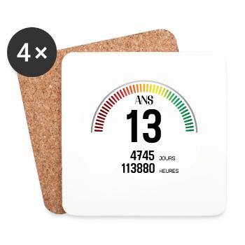 Anniversaire 13 ans Compteur - Dessous de verre (lot de 4) - blanc - Devant
