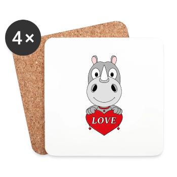 NASHORN - LIEBE - TIERISCH - VERLIEBT - Untersetzer (4er-Set) - Weiß - Vorne