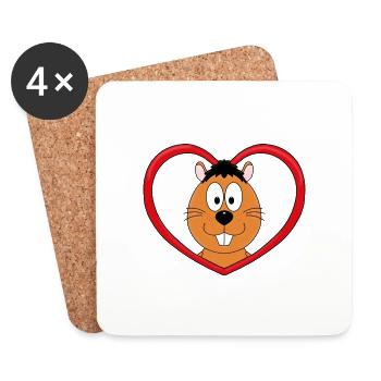 BIBER - OTTER - MARDER - LIEBE - LOVE - TIER - Untersetzer (4er-Set) - Weiß - Vorne