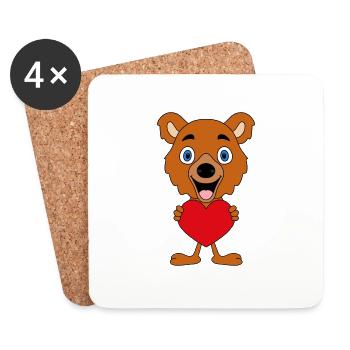 TEDDY - BÄR - TEDDYBÄR - HERZ - LIEBE - VERLIEBT - Untersetzer (4er-Set) - Weiß - Vorne