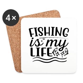Fishing is my Life - Coasters (set of 4) - white - Front