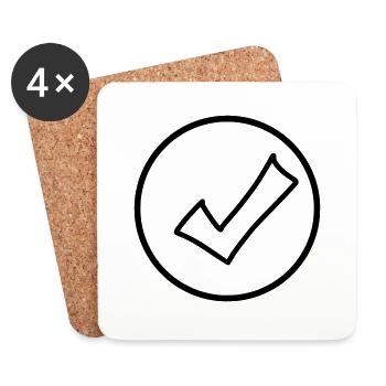 Haken Emoji Skizze Zeichnung - Untersetzer (4er-Set) - Weiß - Vorne