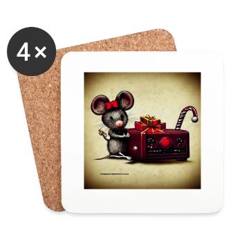Christmas mouse - Coasters (set of 4) - white - Front