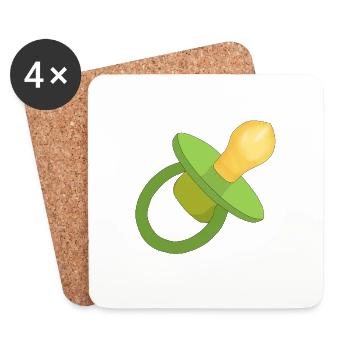 Grüner Schnuller - Baby-Schnuller - Schnuller - Untersetzer (4er-Set) - Weiß - Vorne