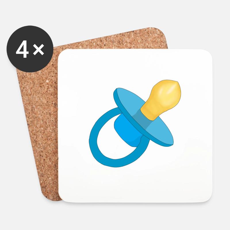 Blauer Schnuller - Baby-Schnuller - Schnuller - Untersetzer (4er-Set) - Weiß