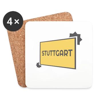 Stuttgart Ortsschild - modern grey - Untersetzer (4er-Set) - Weiß - Vorne