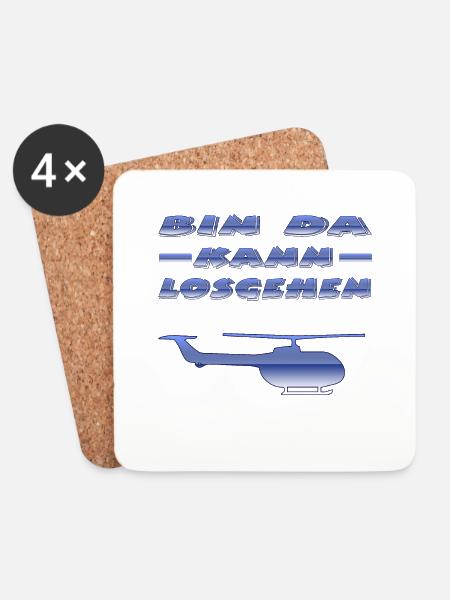 Hubschrauber - Untersetzer (4er-Set) - Weiß