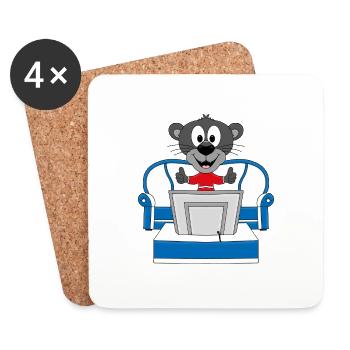 PANTHER - TV - FERNSEHEN - TIER - Untersetzer (4er-Set) - Weiß - Vorne